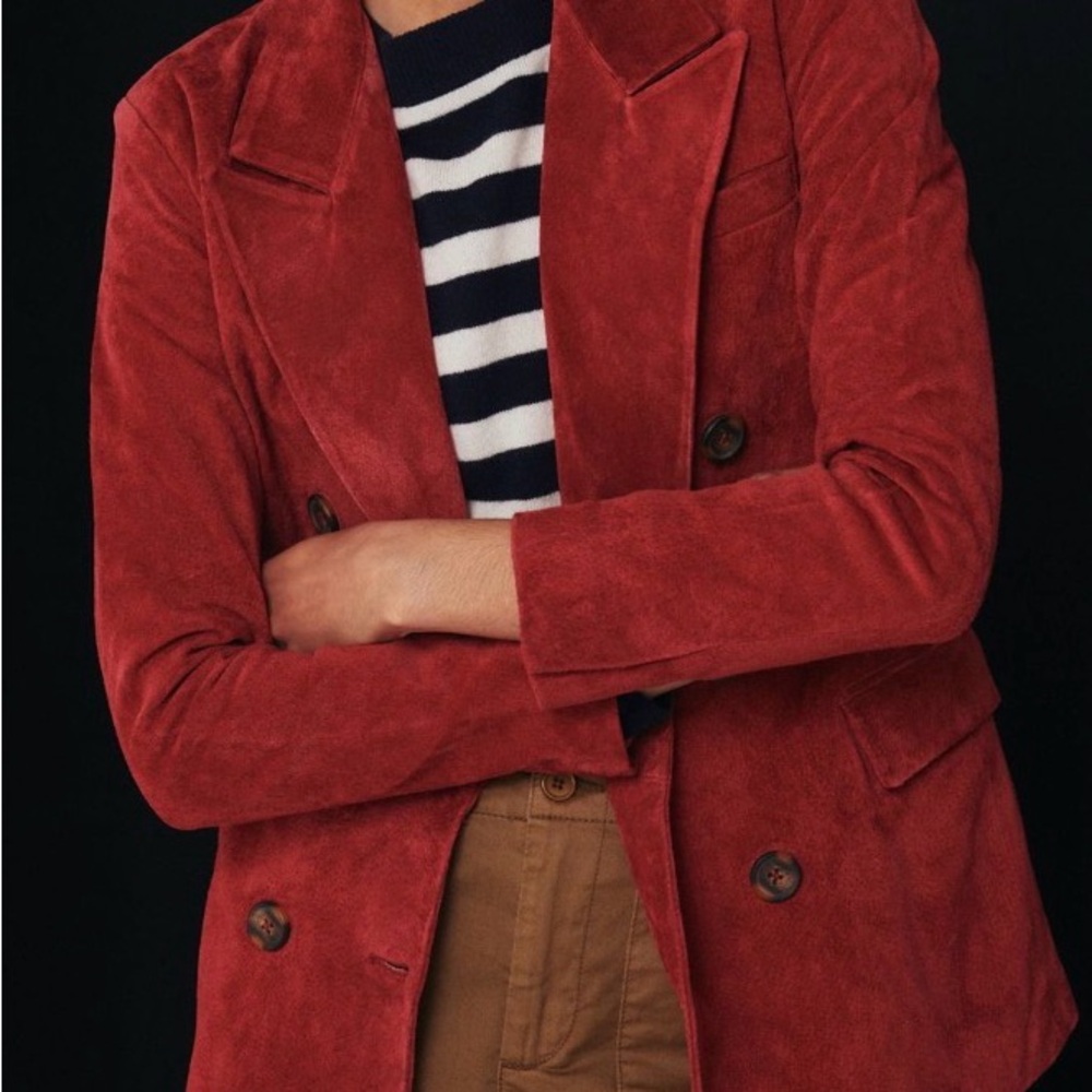 Blank NYC Double-Breasted Suede Blazer -Color Rasberry